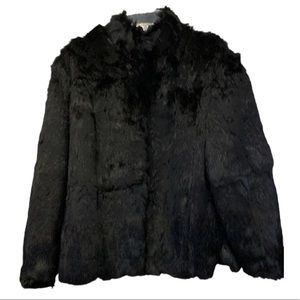 Black Rabbit Fur Coat